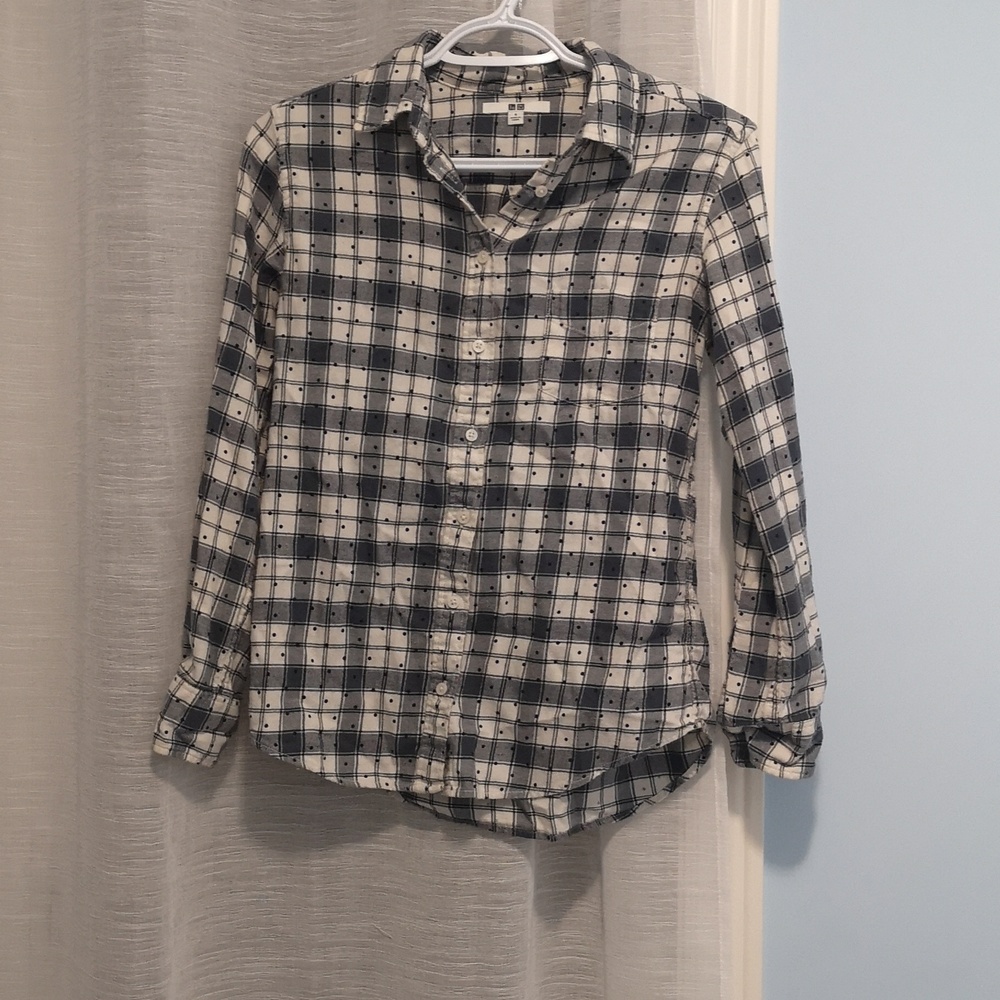 Plaid with Polka Dots Uniqlo Button Up